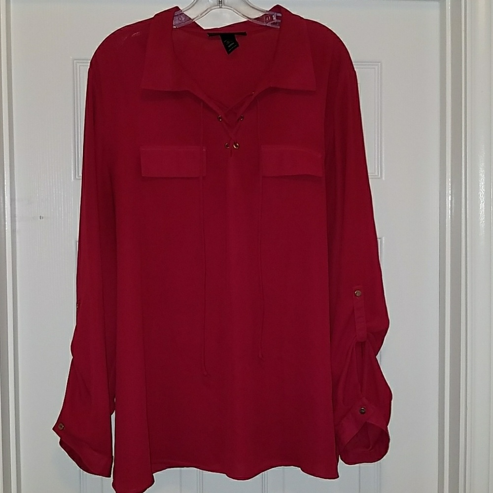 Ashley stewart fuchsia long sleeved blouse